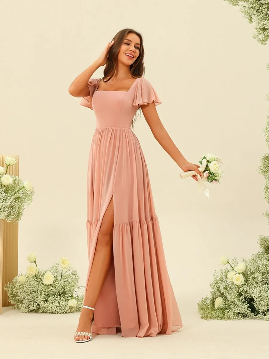 A-Line/Princess Ruffles Floor-Length Short Sleeves Bridesmaid Dresses sold by Lavetir product image thumbnail 5