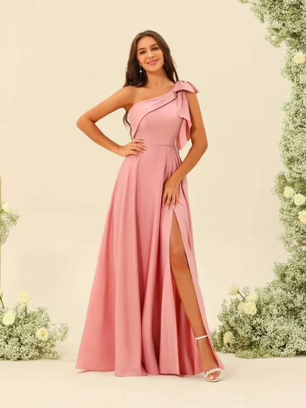 A-Line/Princess One-Shoulder Split Side Bridesmaid Dresses sold by Lavetir