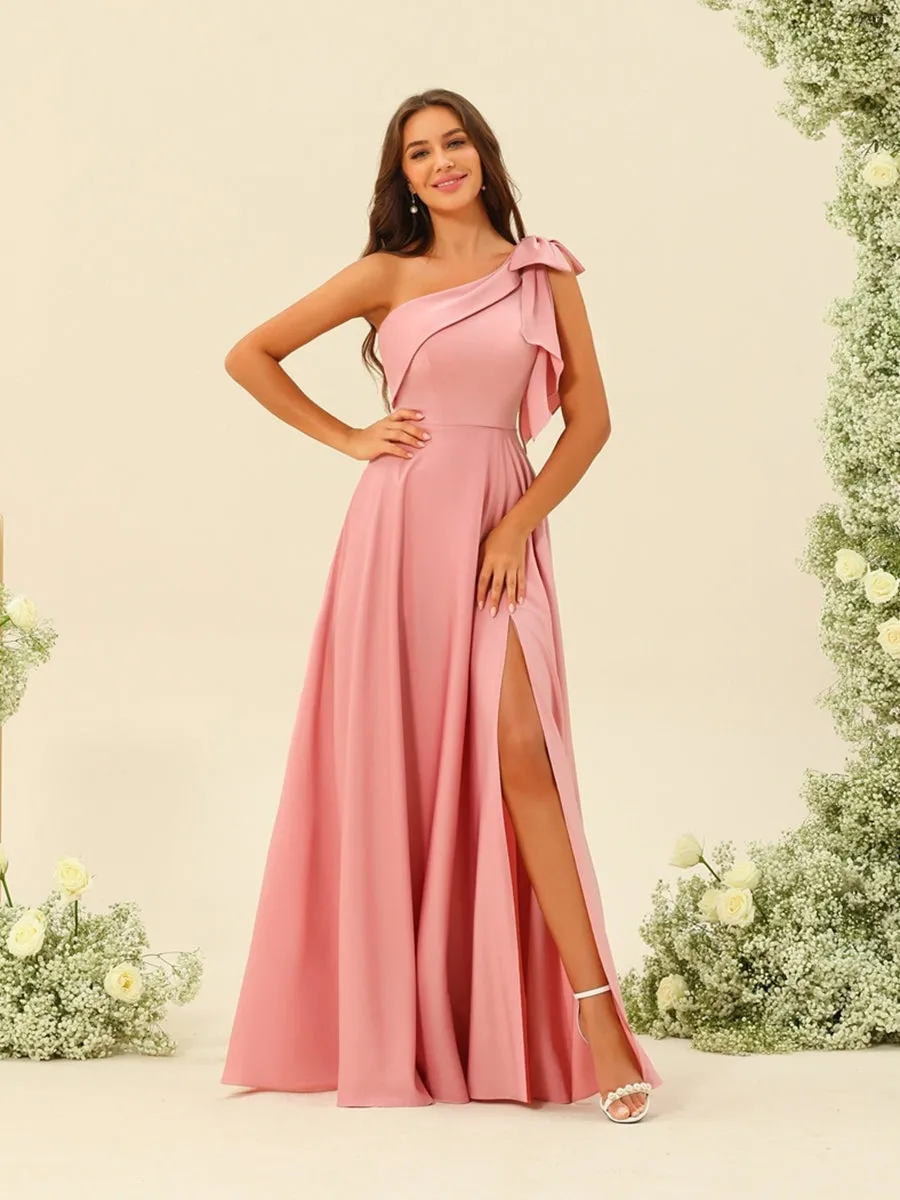 A-Line/Princess One-Shoulder Split Side Bridesmaid Dresses sold by Lavetir