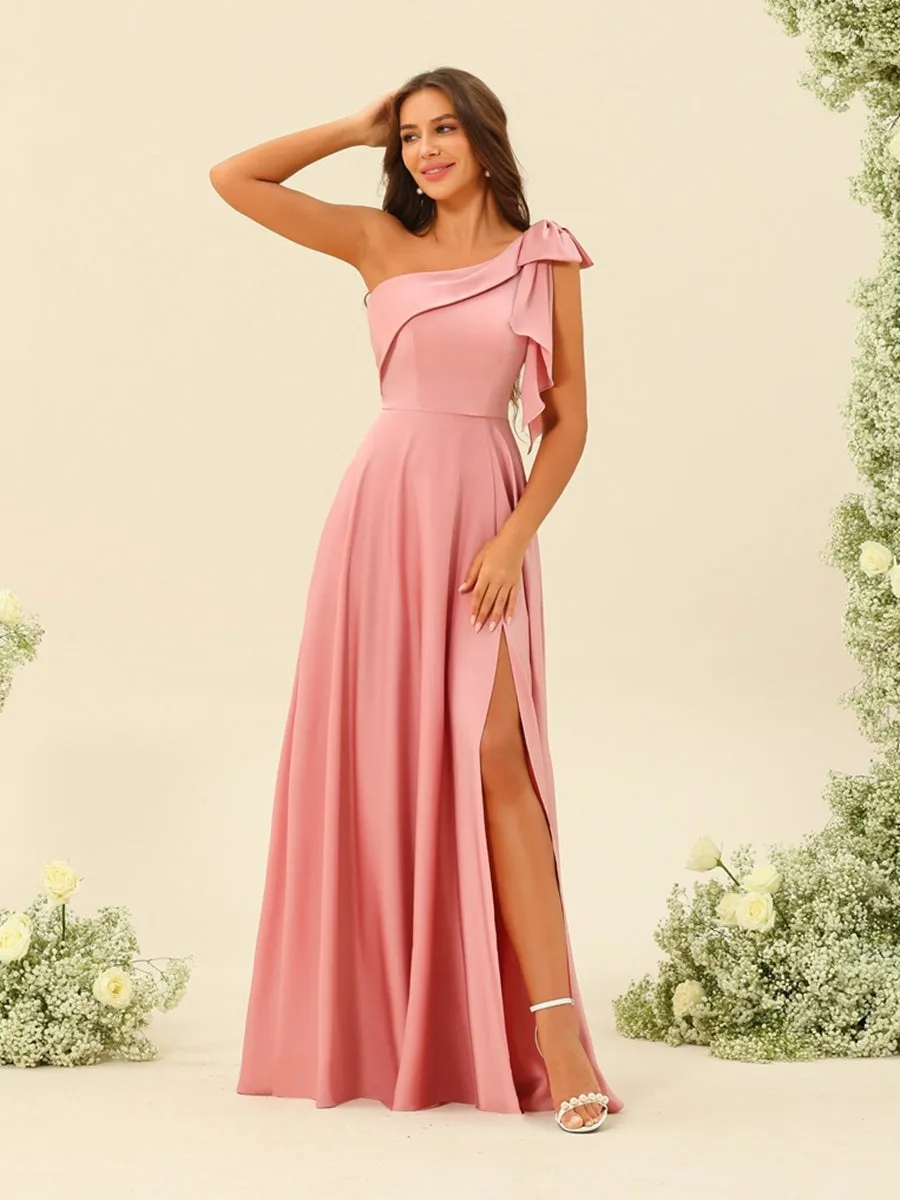 A-Line/Princess One-Shoulder Split Side Bridesmaid Dresses sold by Lavetir product image thumbnail 4