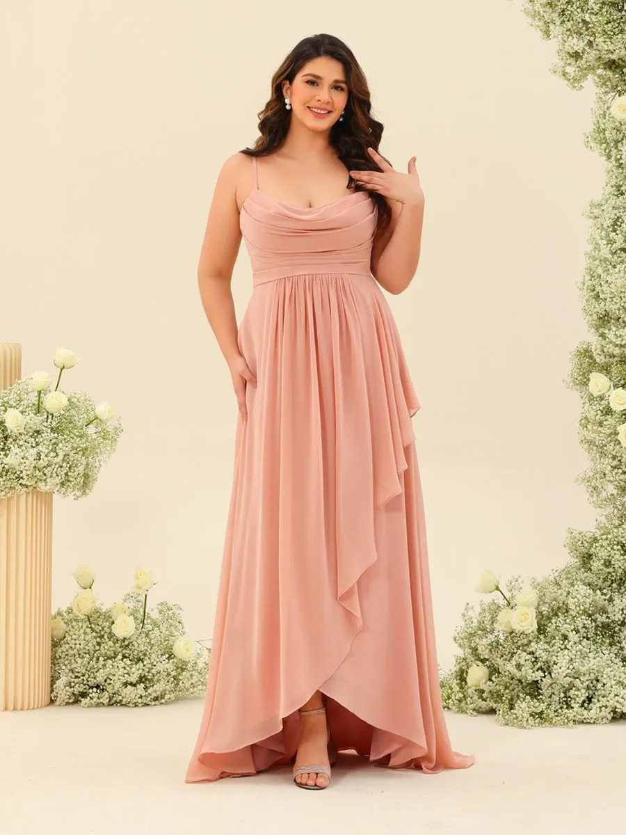 A-Line/Princess Asymmetrical Spaghetti Straps Ruffles Plus Size Bridesmaid Dresses sold by Lavetir product image thumbnail 3