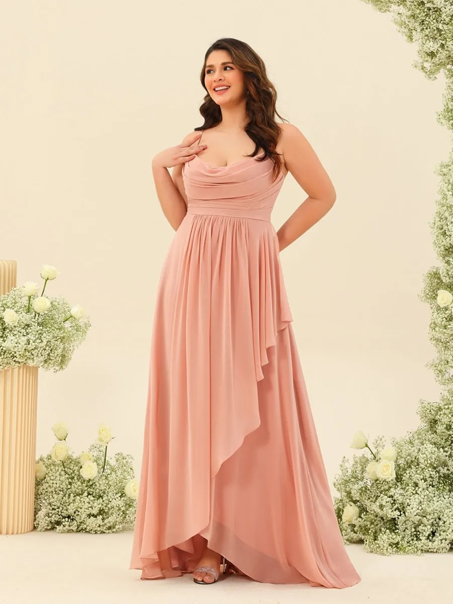 A-Line/Princess Asymmetrical Spaghetti Straps Ruffles Plus Size Bridesmaid Dresses sold by Lavetir product image thumbnail 4
