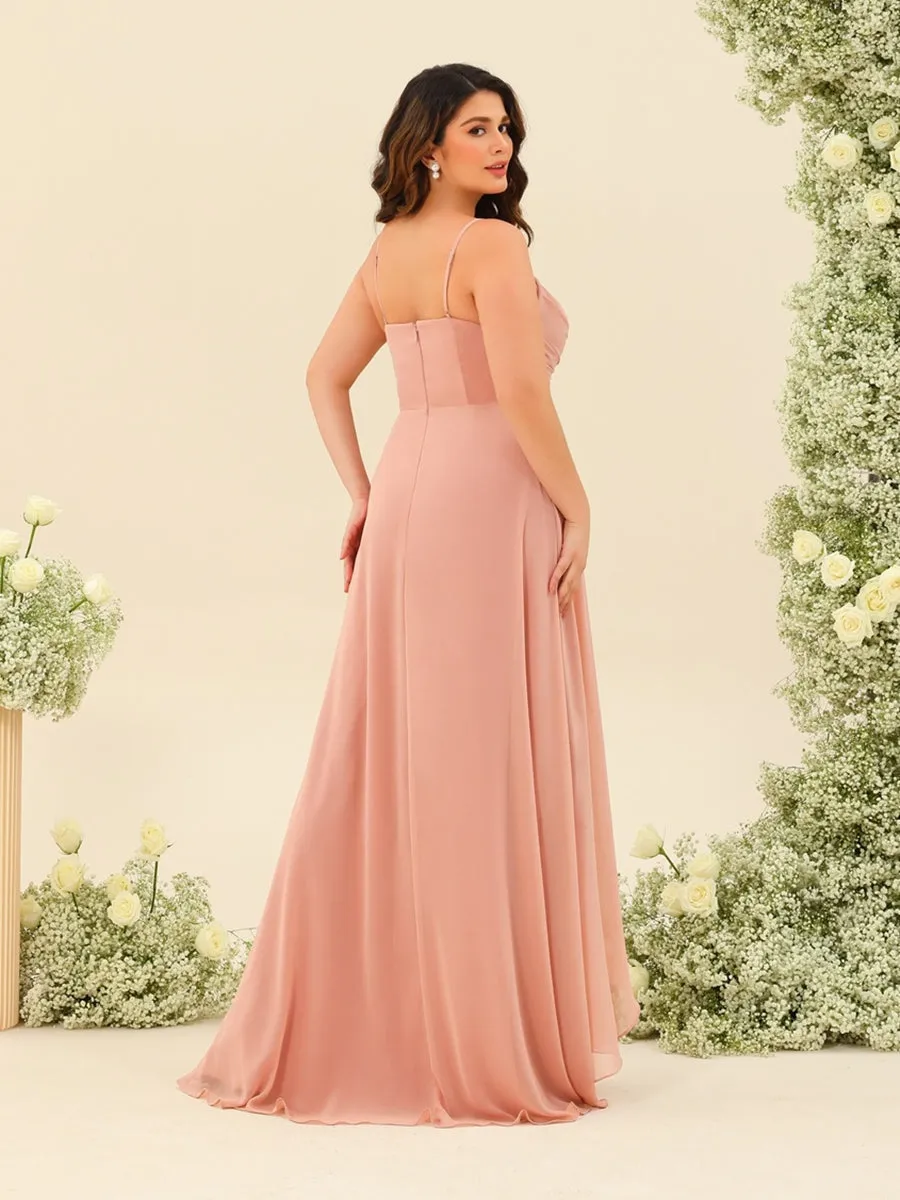 A-Line/Princess Asymmetrical Spaghetti Straps Ruffles Plus Size Bridesmaid Dresses sold by Lavetir product image thumbnail 2