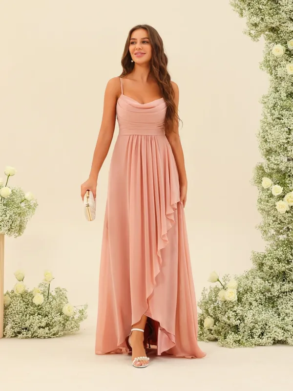 A-Line/Princess Asymmetrical Spaghetti Straps Ruffles Bridesmaid Dresses sold by Lavetir