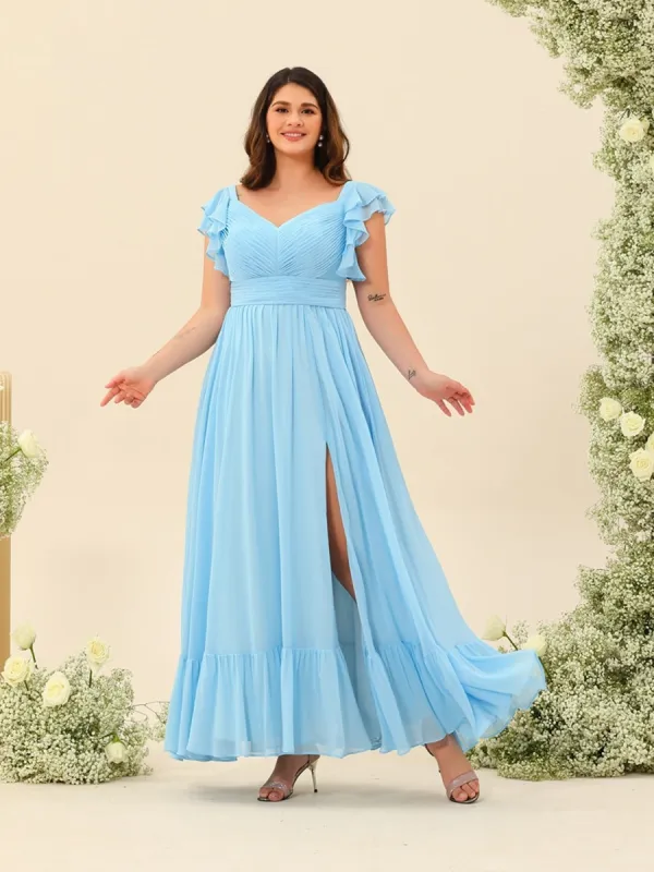 A-Line/Princess Ankle-Length Sleeveless Plus Size Bridesmaid Dresses With Ruffles sold by Lavetir