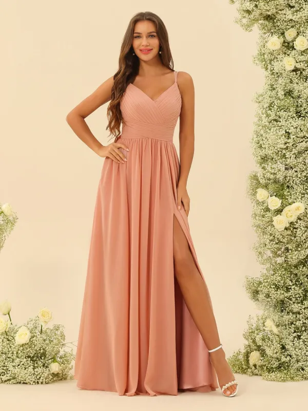 A-Line/Princess Floor-Length Spaghetti Straps Ruffles Bridesmaid Dresses sold by Lavetir