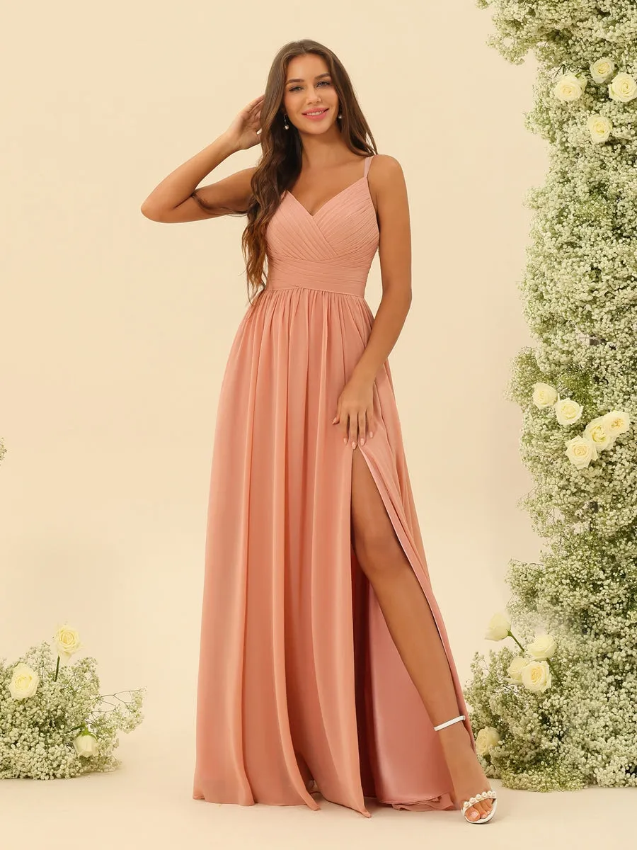 A-Line/Princess Floor-Length Spaghetti Straps Ruffles Bridesmaid Dresses sold by Lavetir product image thumbnail 5