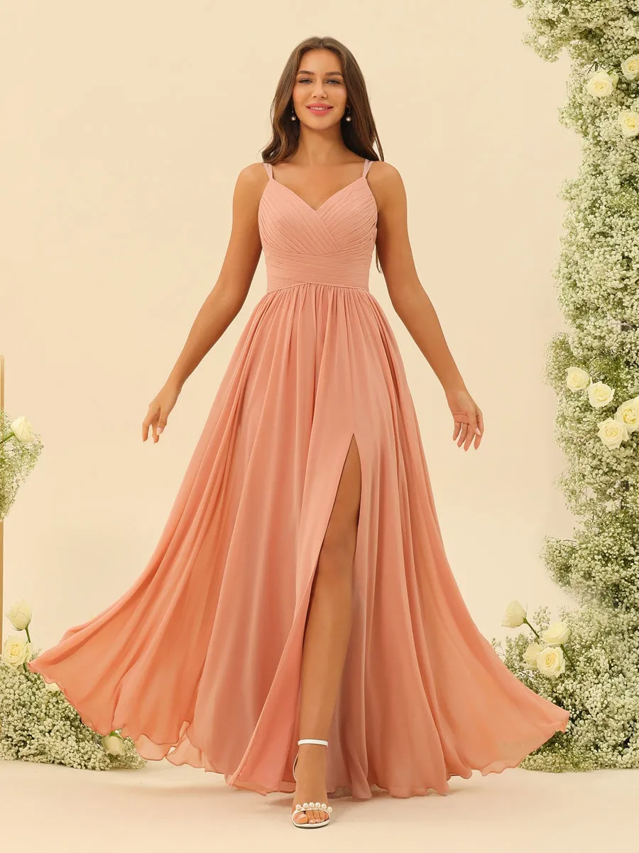 A-Line/Princess Floor-Length Spaghetti Straps Ruffles Bridesmaid Dresses sold by Lavetir product image thumbnail 4