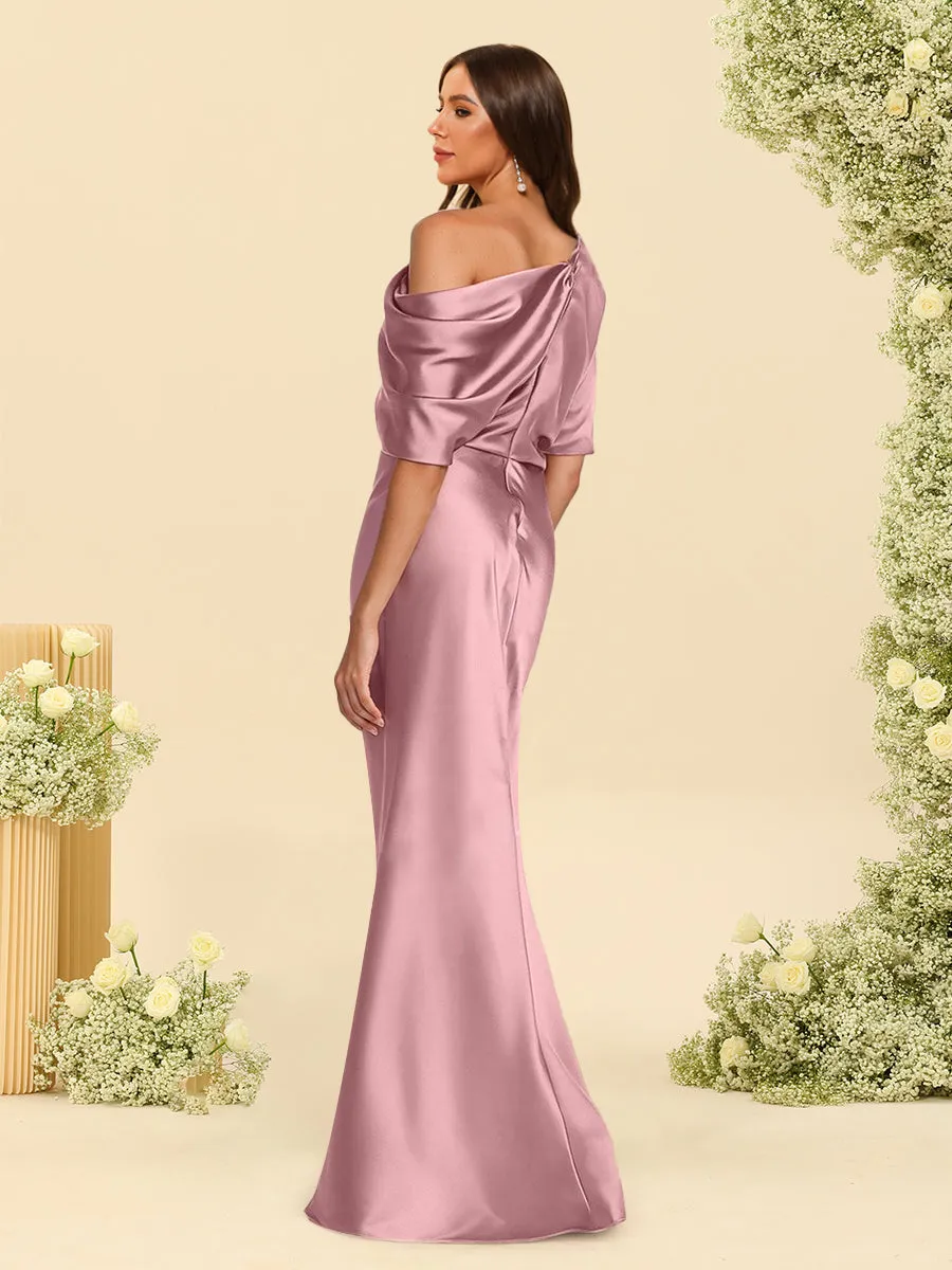 Trumpet/Mermaid One-Shoulder Half Sleeves Bridesmaid Dresses With Ruched sold by Lavetir product image thumbnail 2