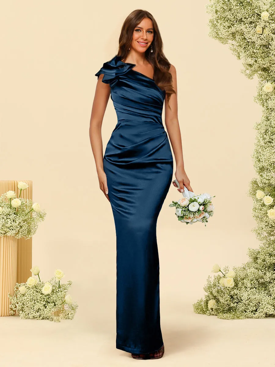 Sheath/Column One-Shoulder Sleeveless Bridesmaid Dresses With Ruched sold by Lavetir