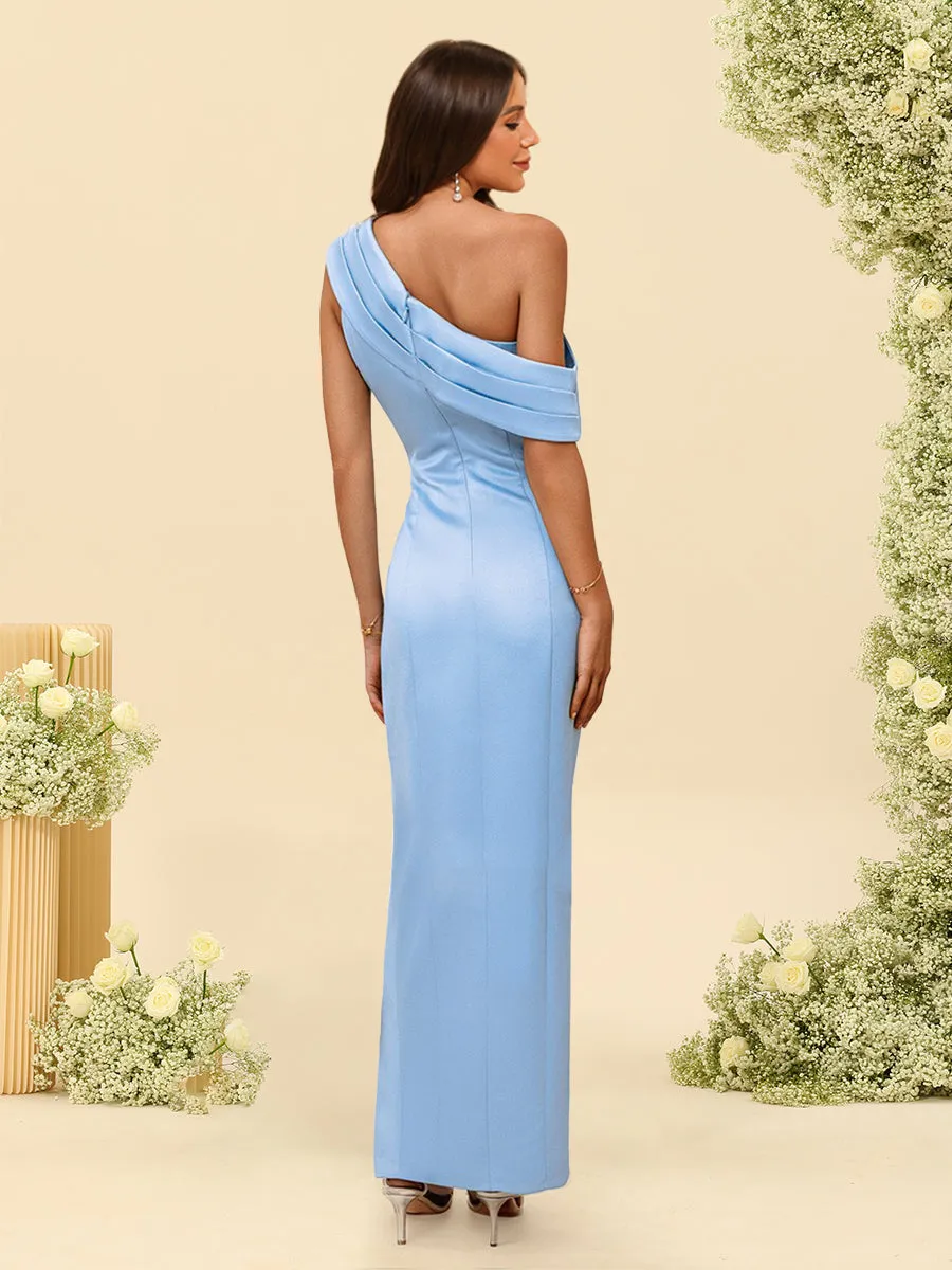 Sheath/Column One-Shoulder Sleeveless Bridesmaid Dresses With Split Side sold by Lavetir product image thumbnail 2