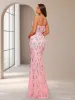 Sheath/Column Spaghetti Straps Sleeveless Floor-Length Bridesmaid Dresses with Sequins sold by Lavetir