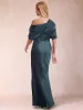 Sheath/Column One-Shoulder Half Sleeves Floor-Length Mother of the Bride Dresses With Ruffles sold by Lavetir