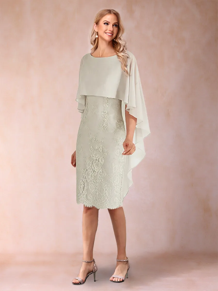 Sheath/Column Scoop Neck Knee-Length Mother of the Bride Dresses With Appliques sold by Lavetir