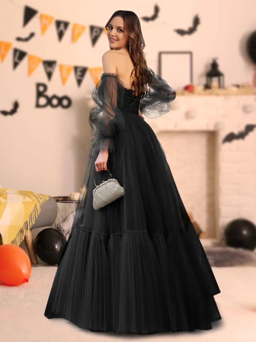 A-Line/Princess Tulle Sweetheart Long Halloween Dresses sold by Lavetir product image thumbnail 2