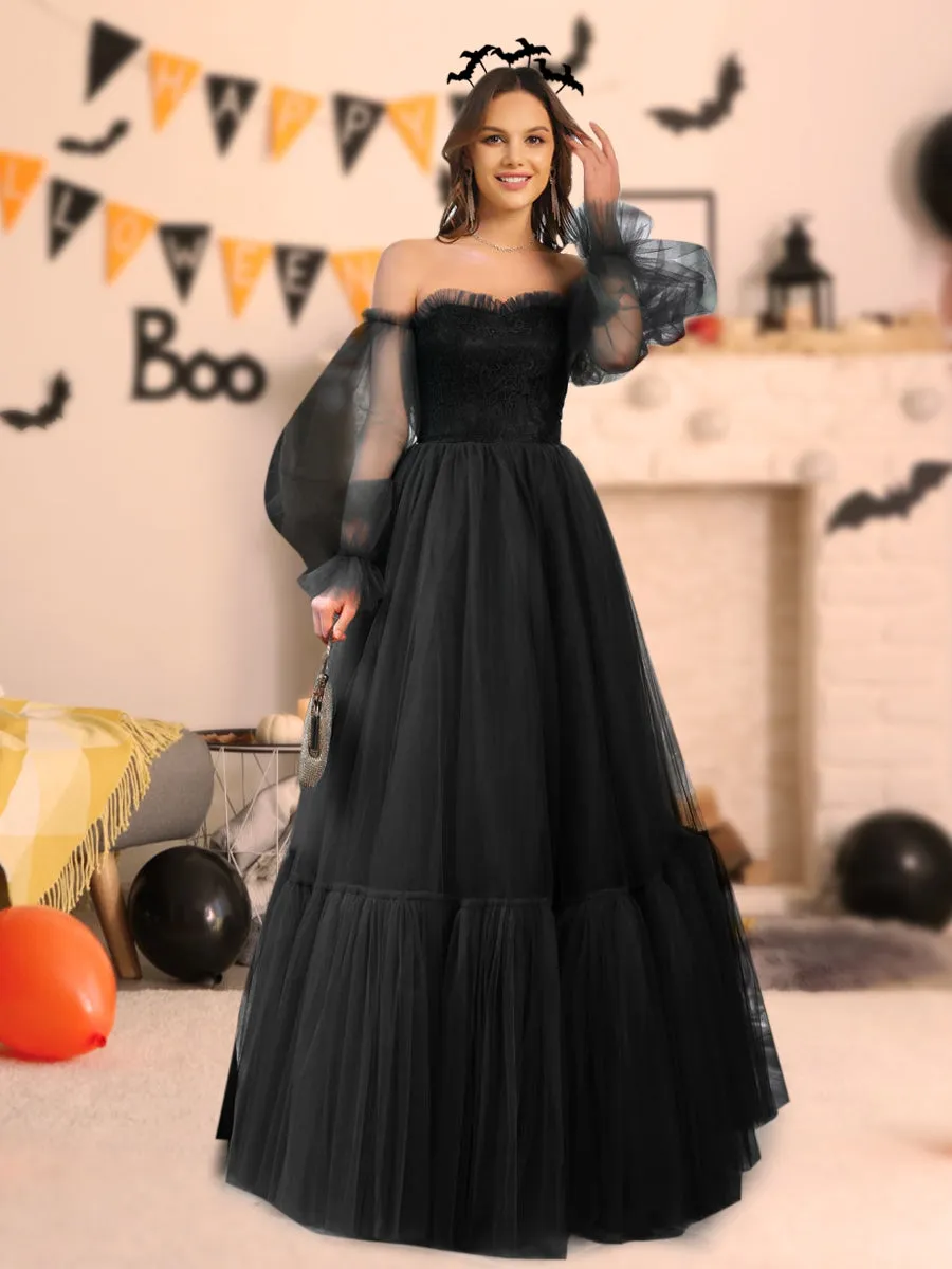 A-Line/Princess Tulle Sweetheart Long Halloween Dresses sold by Lavetir