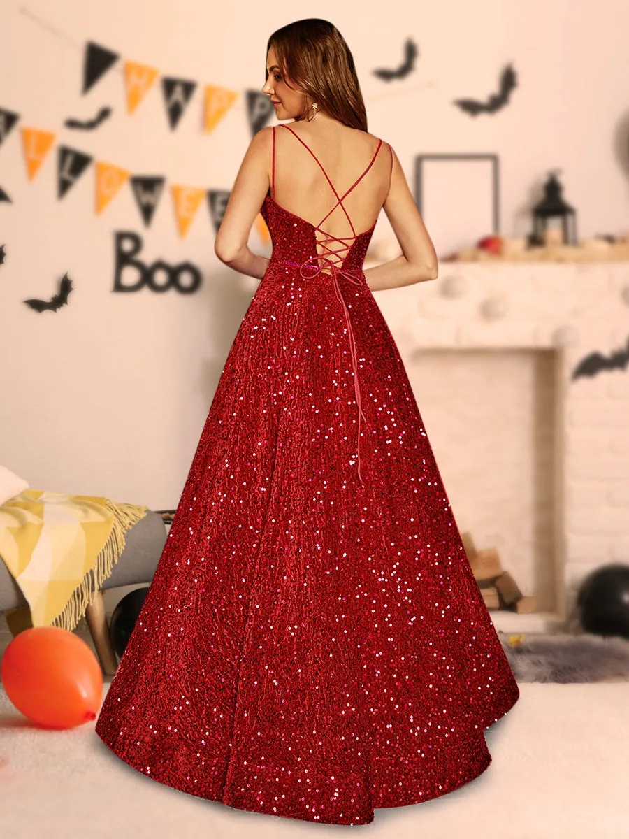 A-Line/Princess V-Neck Long Halloween Dresses with Belt sold by Lavetir product image thumbnail 2