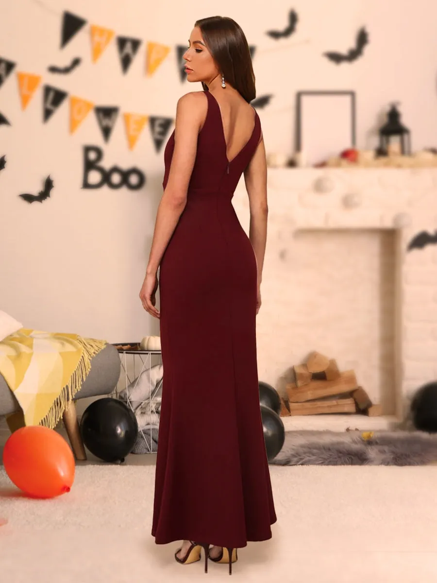 Trumpet/Mermaid V-Neck Sleeveless Long Halloween Dresses With Hidden Back Zipper sold by Lavetir product image thumbnail 2