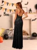 Sheath/Column Spaghetti Straps Split Side Sleeveless Long Tight Halloween Dresses sold by Lavetir