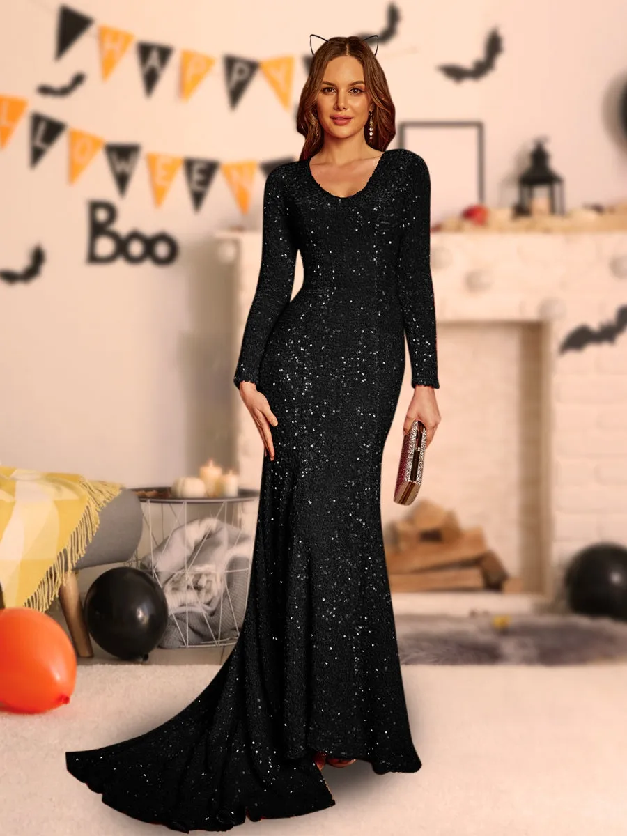 Trumpet/Mermaid U-Neck Long Sleeves Long Tight Halloween Dresses sold by Lavetir