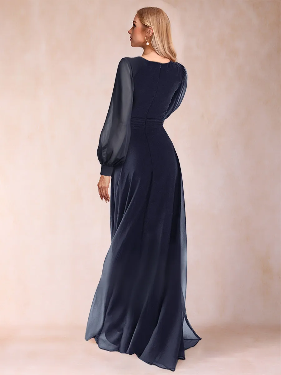 A-Line/Princess V-Neck Floor-Length Chiffon Mother of the Bride Dresses With Split Side sold by Lavetir product image thumbnail 2