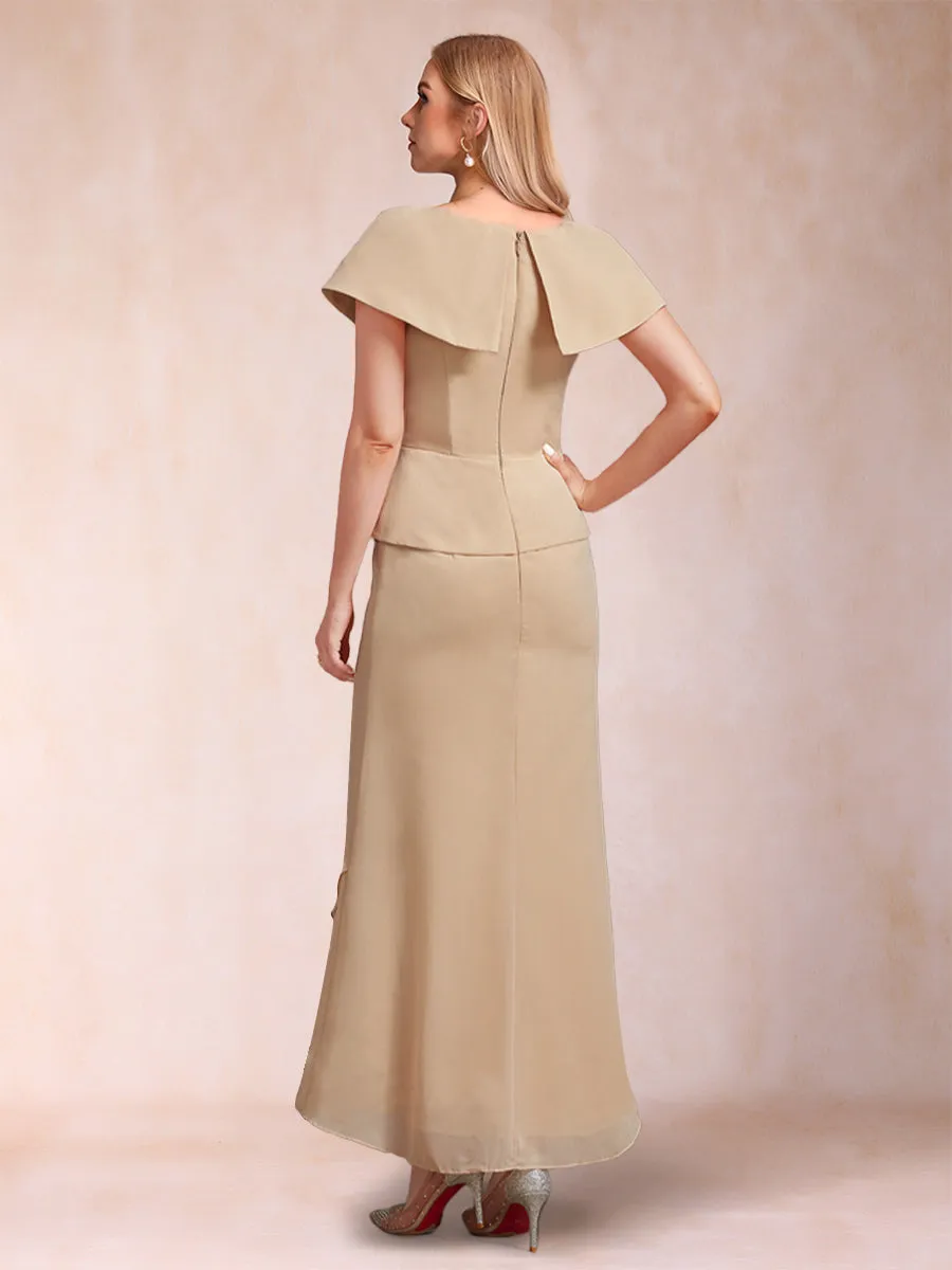 Sheath/Column V-Neck Asymmetrical Chiffon Mother of the Bride Dresses With Beading Sequins sold by Lavetir product image thumbnail 2