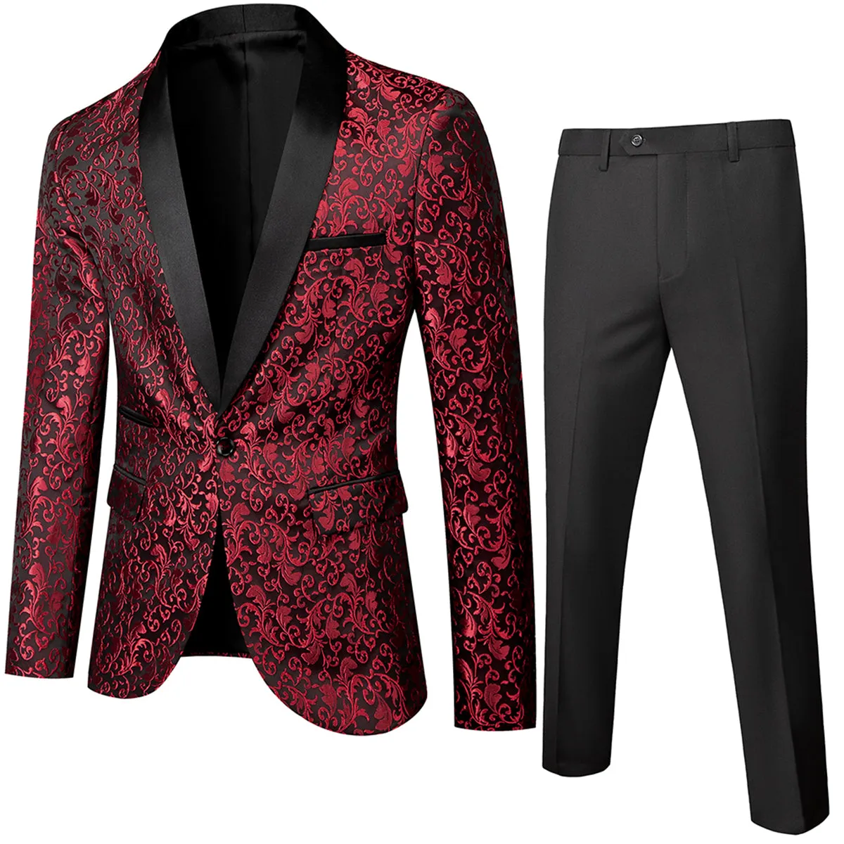 Tailored Fit Single Breasted One-button 2 Pieces Printed Men's Prom Party Suits sold by Lavetir product image thumbnail 5