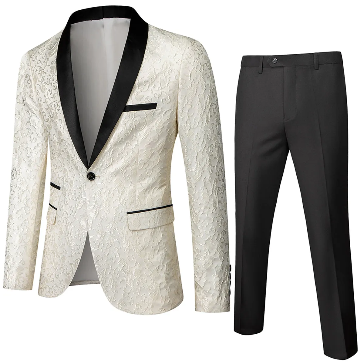 Tailored Fit Single Breasted One-button 2 Pieces Printed Men's Prom Party Suits sold by Lavetir product image thumbnail 3