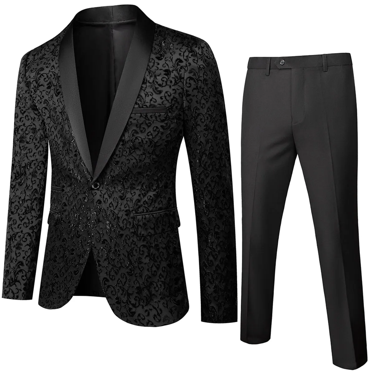 Tailored Fit Single Breasted One-button 2 Pieces Printed Men's Prom Party Suits sold by Lavetir product image thumbnail 4