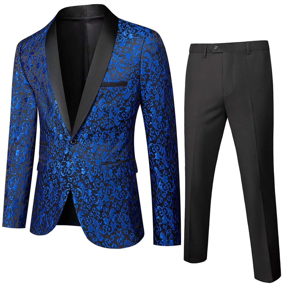 Tailored Fit Single Breasted One-button 2 Pieces Printed Men's Prom Party Suits sold by Lavetir