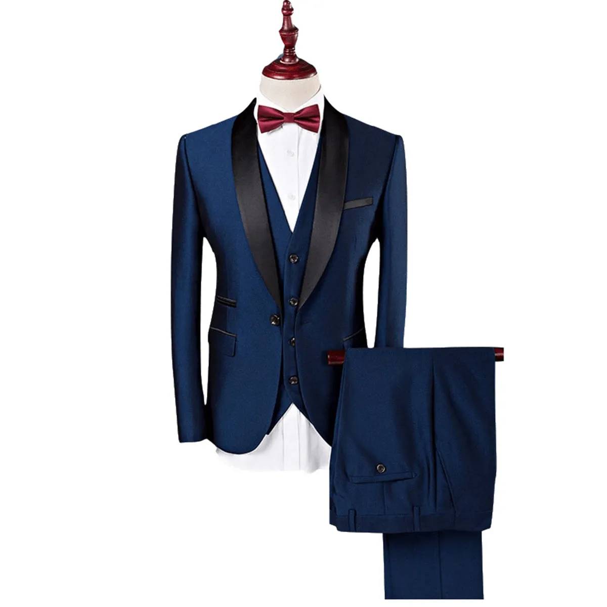 Tailored Fit Single Breasted One-button 3 Pieces Solid Colored Men's Wedding Suits sold by Lavetir product image thumbnail 3