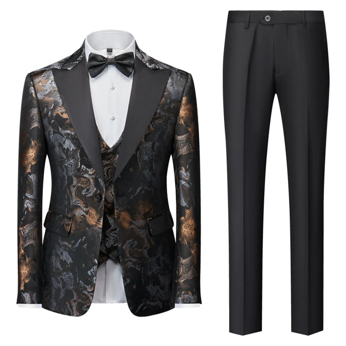 Tailored Fit Single Breasted One-button 3 Pieces Printed Men's Wedding Suits sold by Lavetir product image thumbnail 5