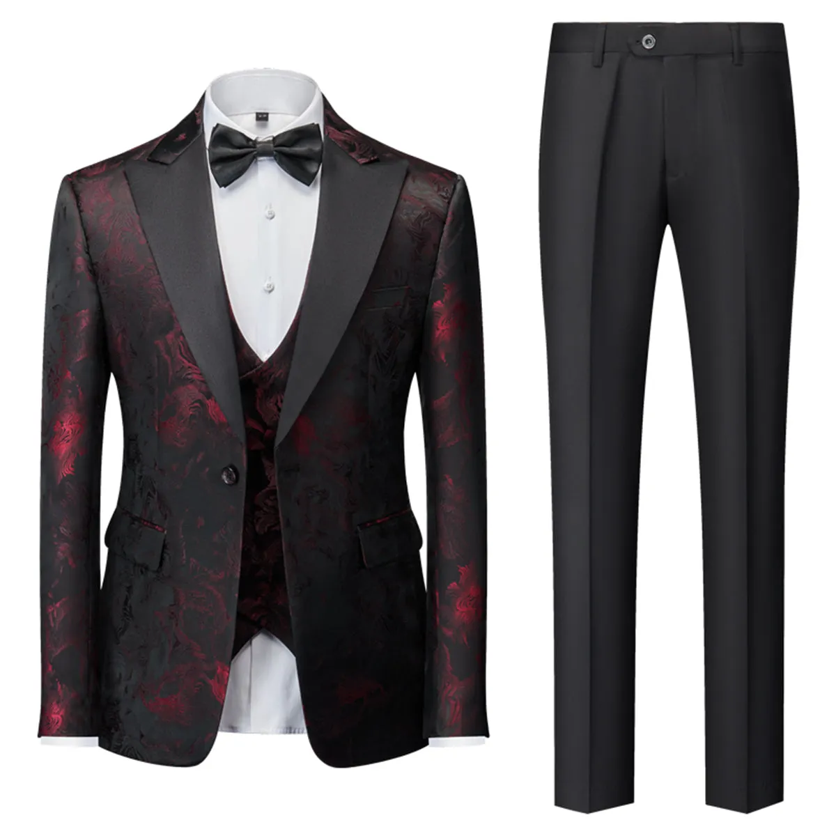 Tailored Fit Single Breasted One-button 3 Pieces Printed Men's Wedding Suits sold by Lavetir product image thumbnail 3