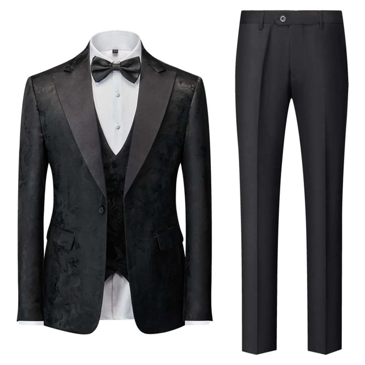Tailored Fit Single Breasted One-button 3 Pieces Printed Men's Wedding Suits sold by Lavetir product image thumbnail 4