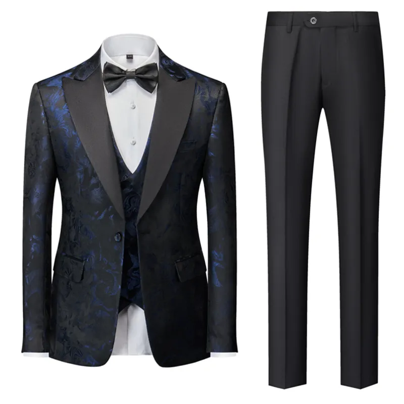 Tailored Fit Single Breasted One-button 3 Pieces Printed Men's Wedding Suits sold by Lavetir