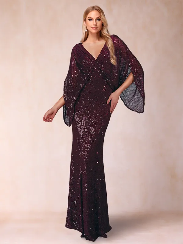 Sheath/Column V-Neck Floor-Length Ruched Mother of the Bride Dresses sold by Lavetir