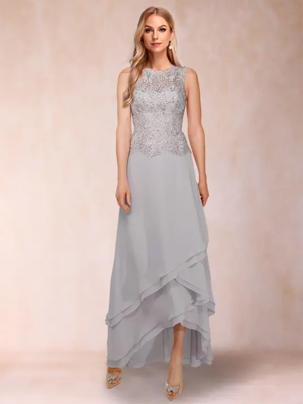 A-Line/Princess Scoop Chiffon Mother of the Bride Dresses with Jacket & Appliques sold by Lavetir
