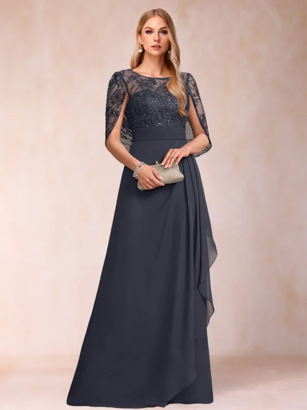A-Line/Princess Scoop Chiffon Mother of the Bride Dresses with Appliques & Ruffles sold by Lavetir
