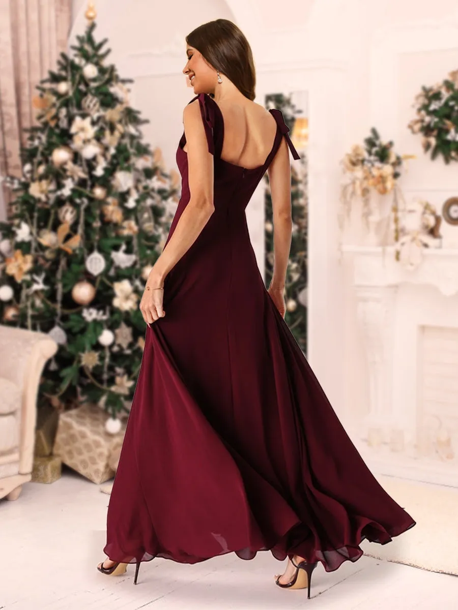 A-Line/Princess Spaghetti Straps Floor-Length Christmas Dresses With Split Side sold by Lavetir product image thumbnail 2