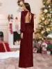 A-Line/Princess V-Neck Long Sleeves Floor-Length Christmas Dresses with Split Side sold by Lavetir