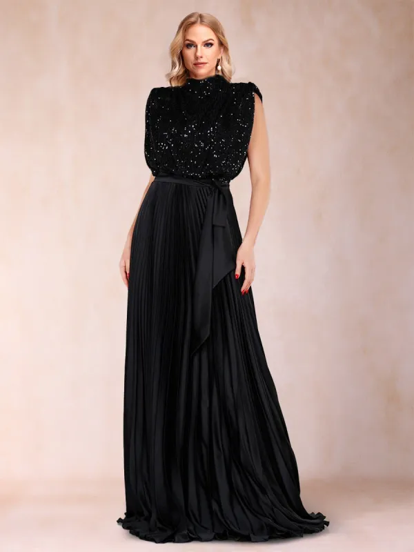 A-Line/Princess High Neck Sleeveless Mother of the Bride Dresses with Sequins & Ruffles sold by Lavetir