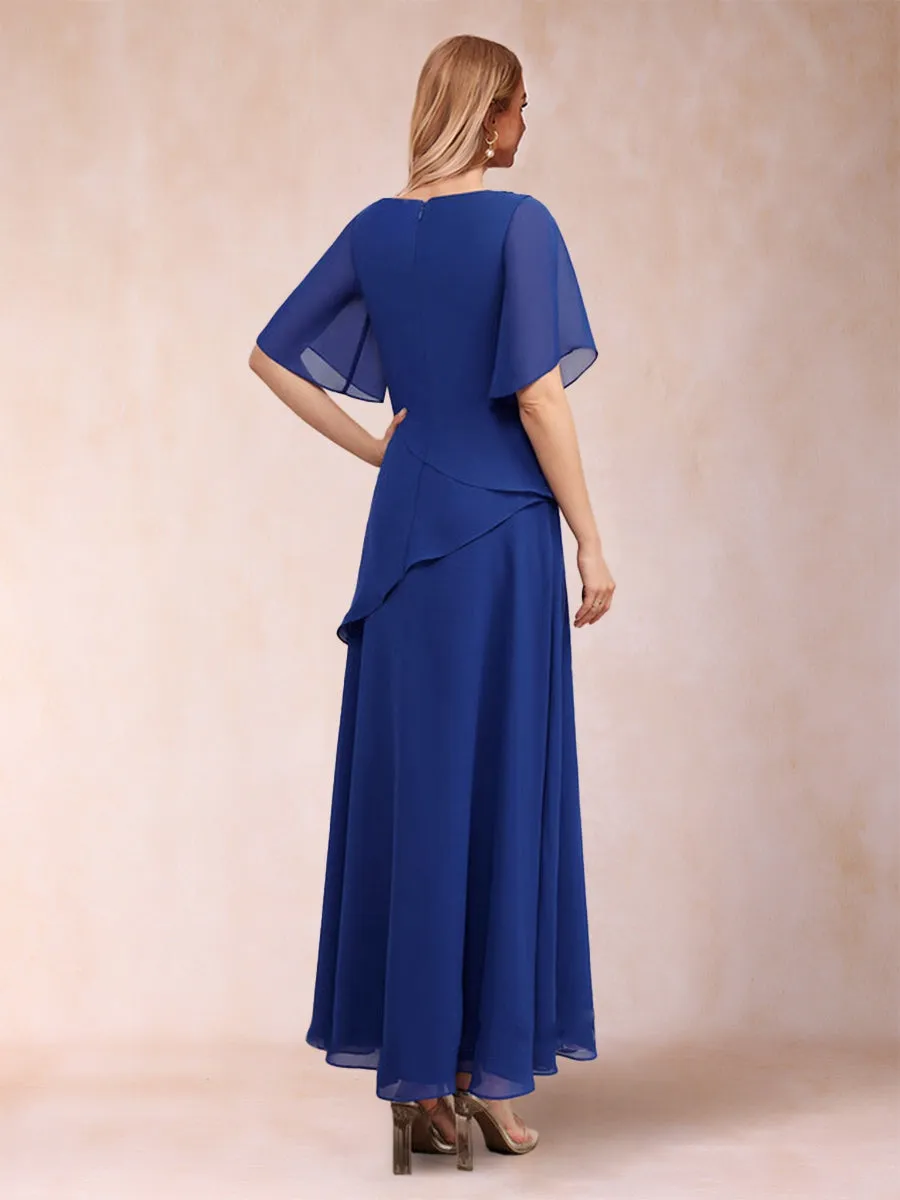 A-Line/Princess Scoop Half Sleeves Ankle-Length Mother of the Bride Dresses with Rhinestone sold by Lavetir product image thumbnail 2