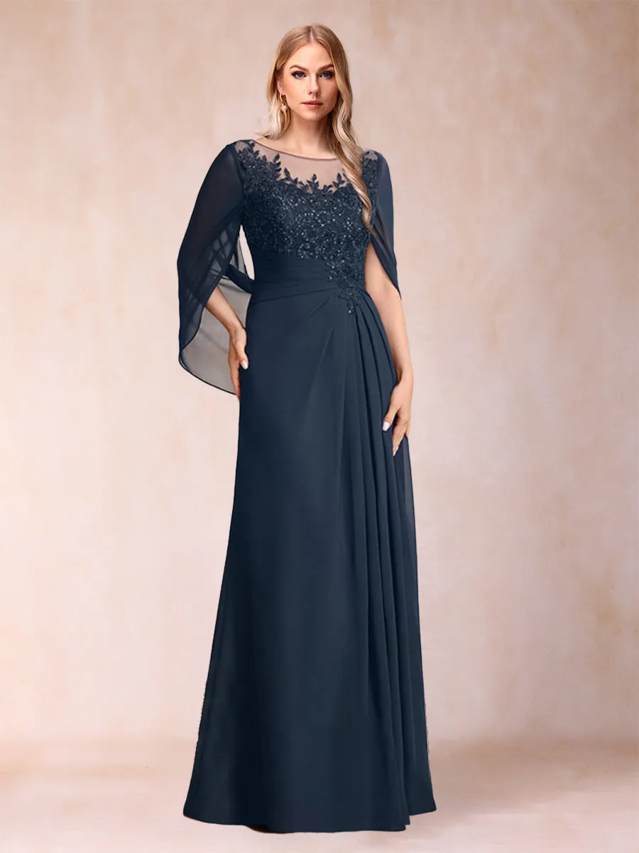 A-Line/Princess Scoop Floor-Length Mother of the Bride Dresses with Appliques & Ruffles sold by Lavetir