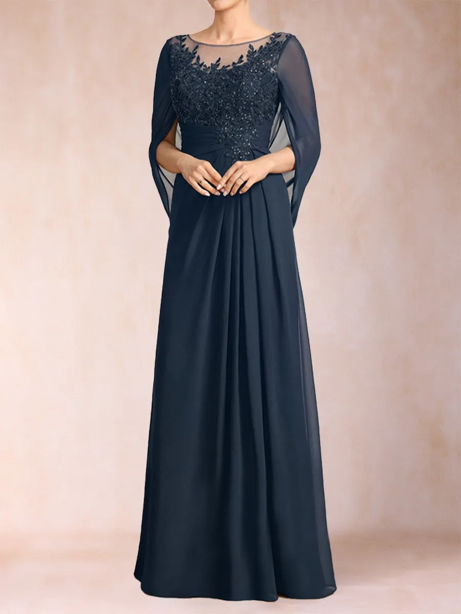 A-Line/Princess Scoop Floor-Length Mother of the Bride Dresses with Appliques & Ruffles sold by Lavetir product image thumbnail 3