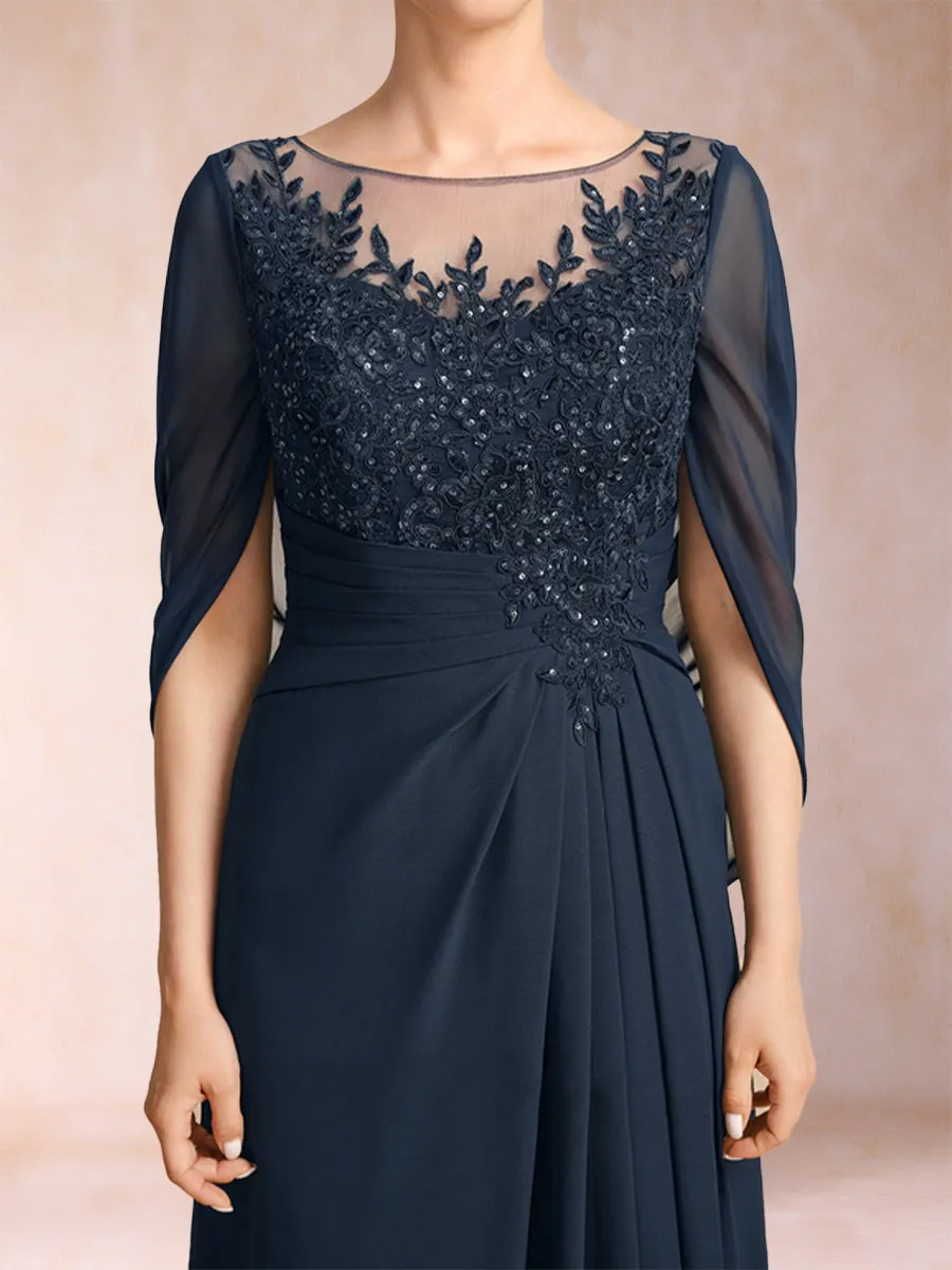 A-Line/Princess Scoop Floor-Length Mother of the Bride Dresses with Appliques & Ruffles sold by Lavetir product image thumbnail 5