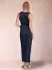 Sheath/Column V-Neck Ruched Ankle-Length Mother of the Bride Dresses with Side Slit sold by Lavetir