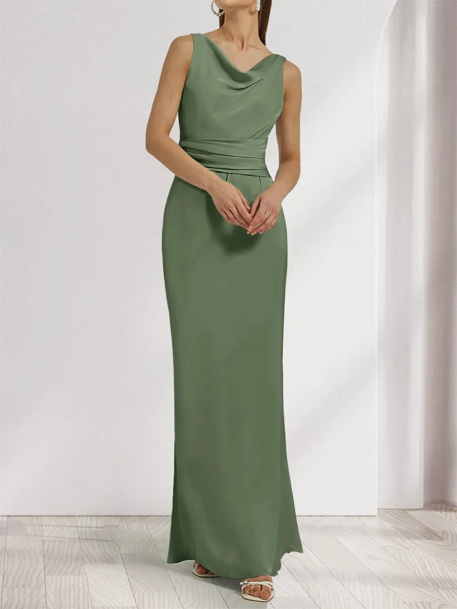 Sheath/Column Cowl Neck Sleeveless Ruched Ankle-Length Evening Dresses sold by Lavetir product image thumbnail 3