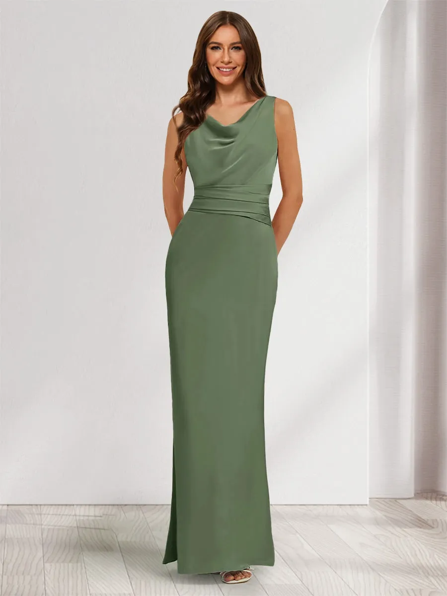 Sheath/Column Cowl Neck Sleeveless Ruched Ankle-Length Evening Dresses sold by Lavetir