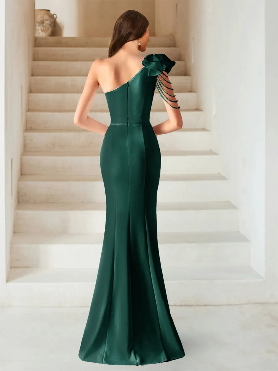 Sexy Sheath/Column One-Shoulder Evening Dresses with Side Slit & Flower sold by Lavetir product image thumbnail 2
