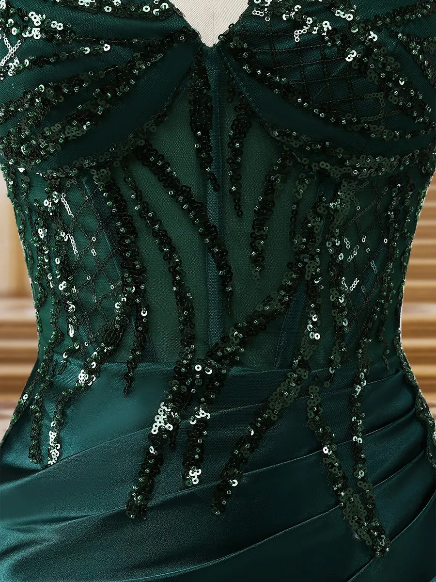 Sparkly Trumpet/Mermaid Spaghetti Straps Long Evening Dresses with Side Slit & Appliques sold by Lavetir product image thumbnail 4